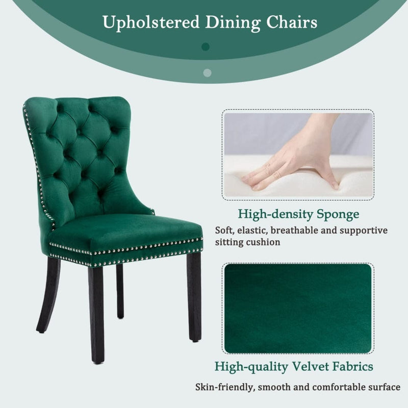 6x Velvet Dining Chairs- Green