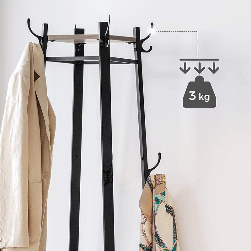 VASAGLE Coat Rack 3 Shelves Greige