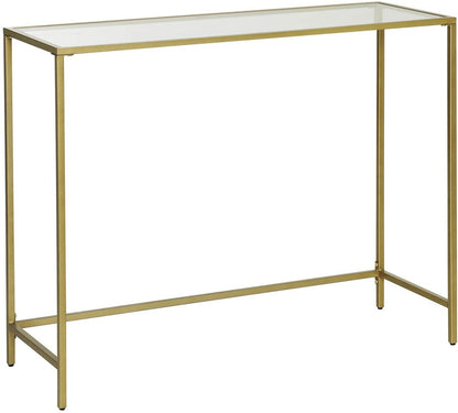 VASAGLE Console Table with Tempered Glass Golden