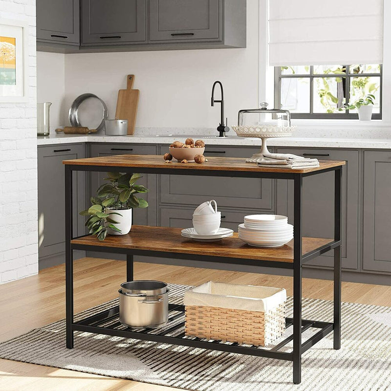 VASAGLE Kitchen Shelf Rustic Brown and Black