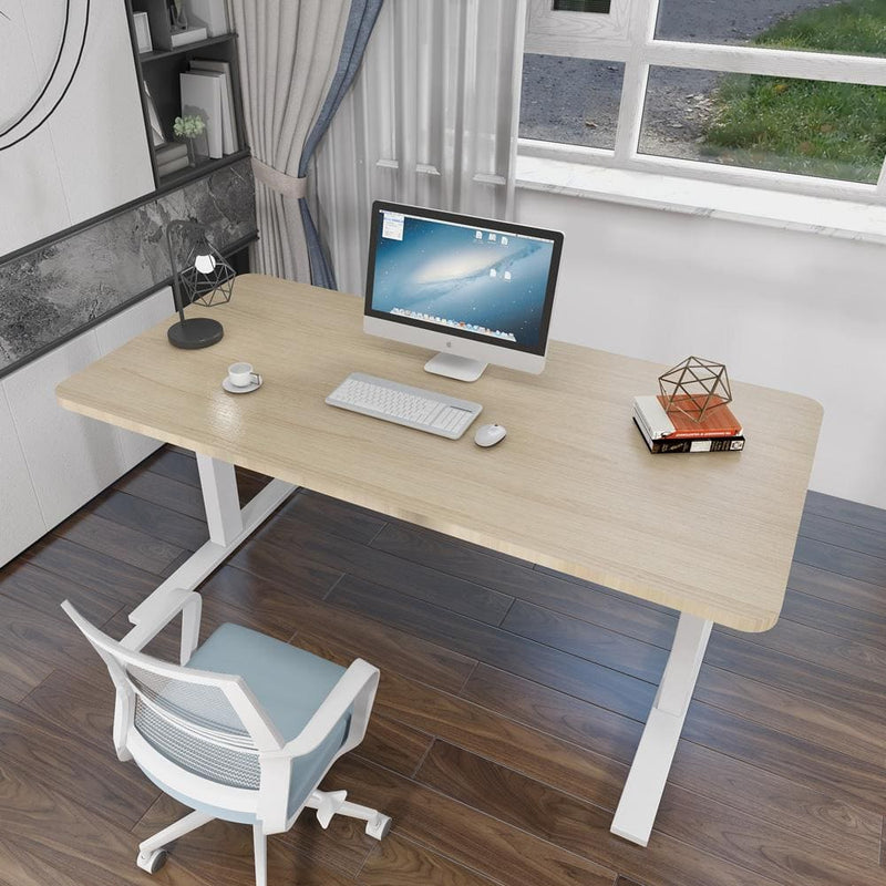 160cm Standing Desk Height Adjustable Sit Stand Motorised Black Dual Motors Frame White Top