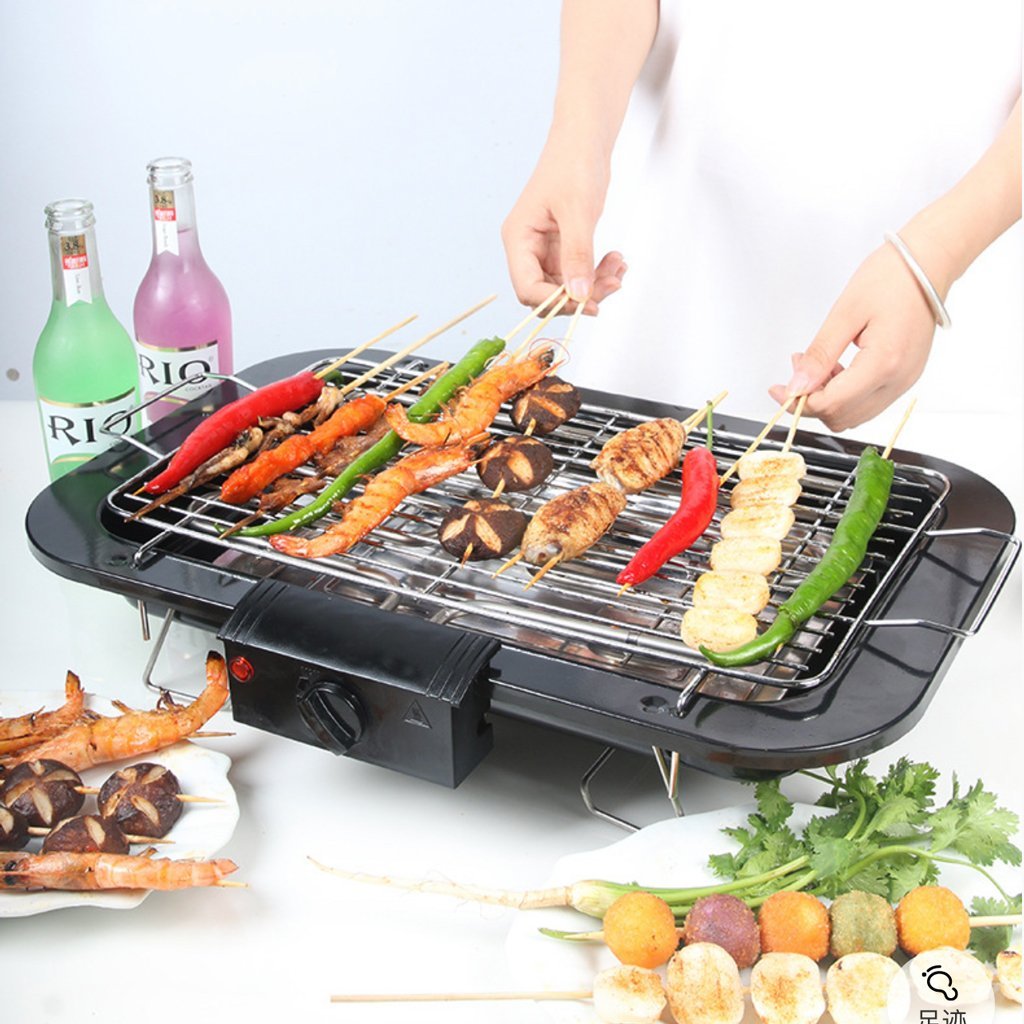 Portable Electric BBQ Grill Teppanyaki Smokeless Barbeque Pan Hot Plate Table Black