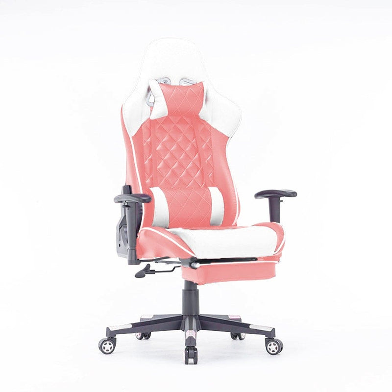 Gaming Chair Ergonomic Racing chair 165° Reclining Gaming Seat 3D Armrest Footrest Pink White