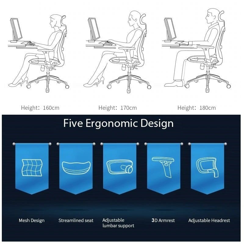 Sihoo M57 Ergonomic Office Chair, Computer Chair Desk Chair High Back Chair Breathable,3D Armrest and Lumbar Support Grey without Footrest