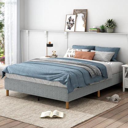 Metal Bedframe Mattress Foundation (Light Grey) - Double