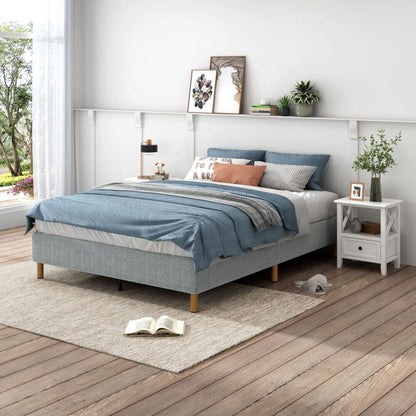 Metal Bedframe Mattress Foundation (Light Grey) - Double