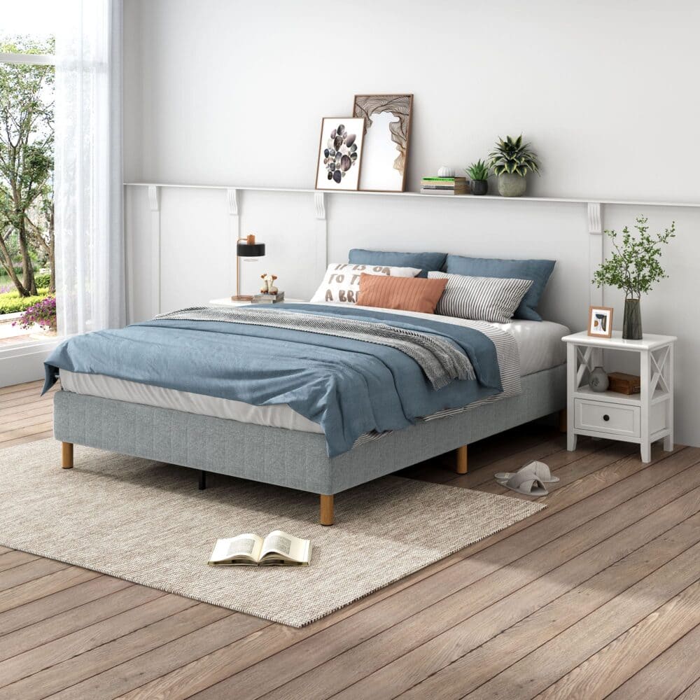 Metal Bedframe Mattress Foundation (Light Grey) - Single