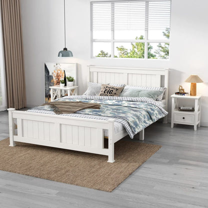 Double Solid Pine Timber Bed Frame-White