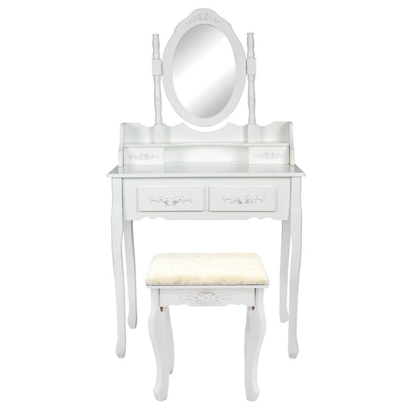 La Bella White Dressing Table ANGELLA 1 Mirror 4 Drawers Makeup & Stool