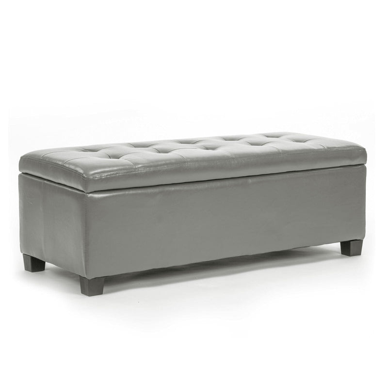 La Bella 102cm Grey Storage Ottoman Stool Leather