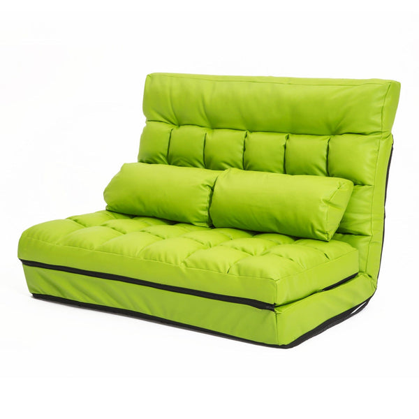 Lounge Couch Sofa Bed Double Seat Leather GEMINI GREEN