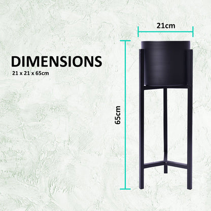 Plant Stand 65cm Planter Shelf Rack Display Steel 1 Tier BLACK