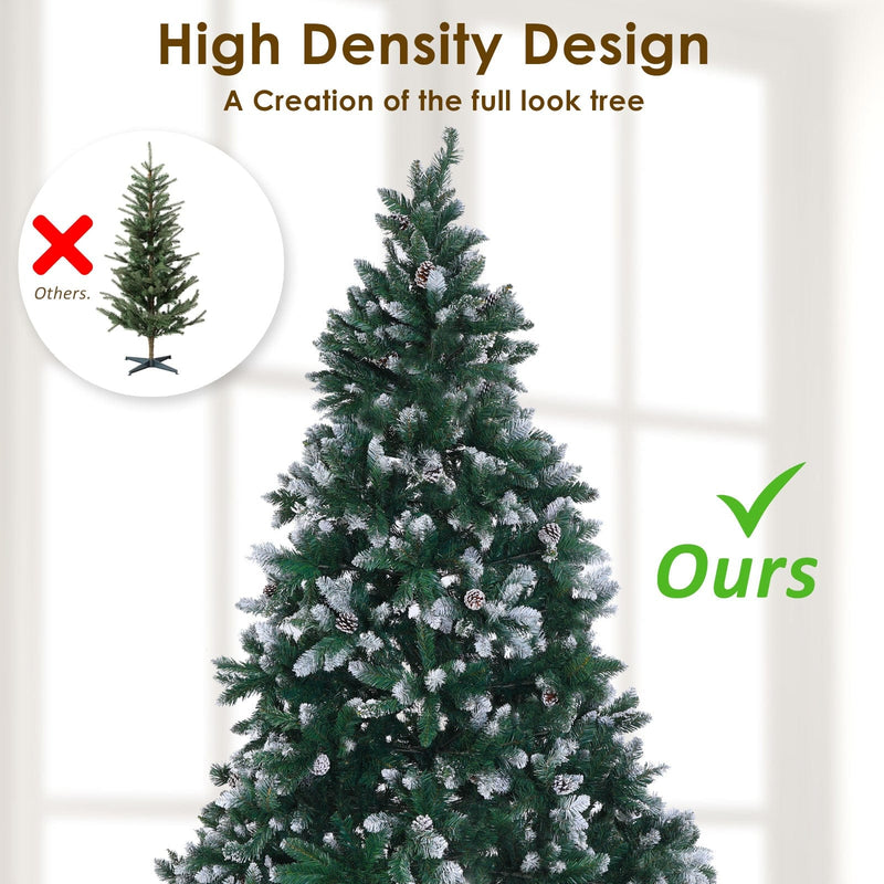 Snowy Christmas Tree Xmas Pine Cones 5Ft 150cm 720 tips + Bauble Balls