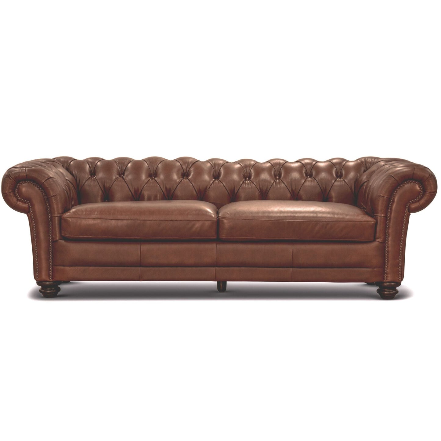 Sonny 3+2.5 Seater Genuine Leather Sofa Chestfield Lounge Couch - Butterscotch