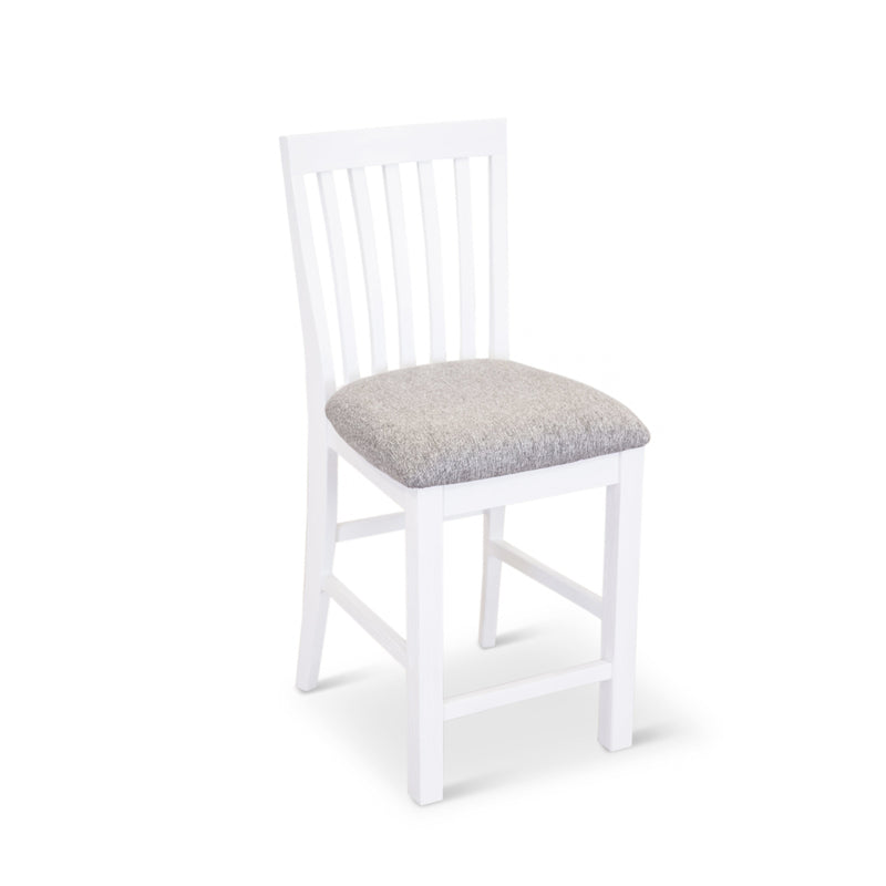 Laelia Tall Bar Chair Stool Set of 2 Solid Acacia Wood Coastal Furniture - White