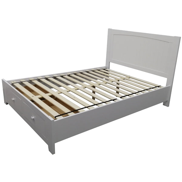 Wisteria Bed Frame Queen Size Mattress Base Storage Drawer Timber Wood - White