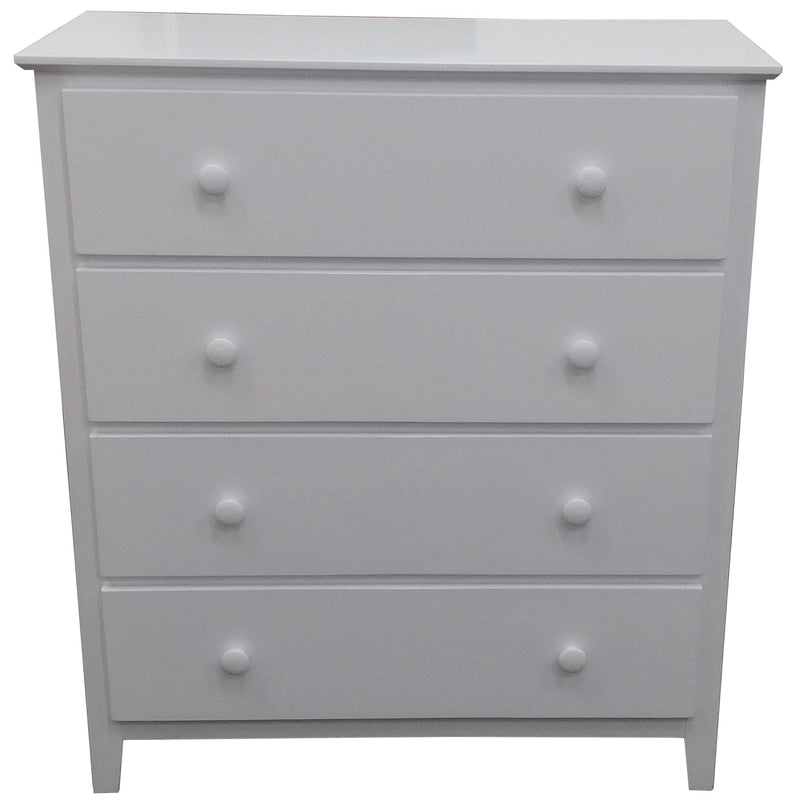 Wisteria Tallboy 4 Chest of Drawers Solid Rubber Wood Bed Storage Cabinet -White