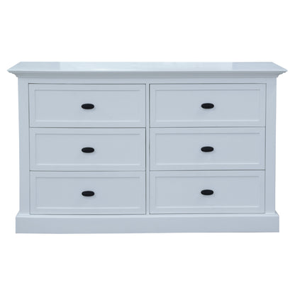 Beechworth Dresser Mirror 6 Chest of Drawers Pine Wood Storage Cabinet - White