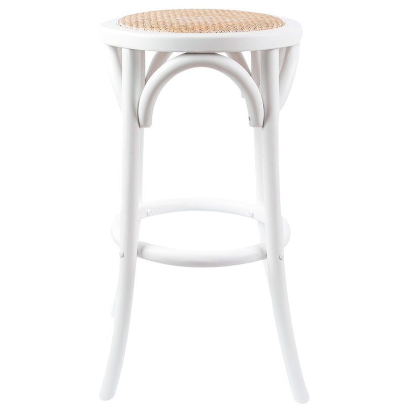 Aster 2pc Round Bar Stools Dining Stool Chair Solid Birch Wood Rattan Seat White