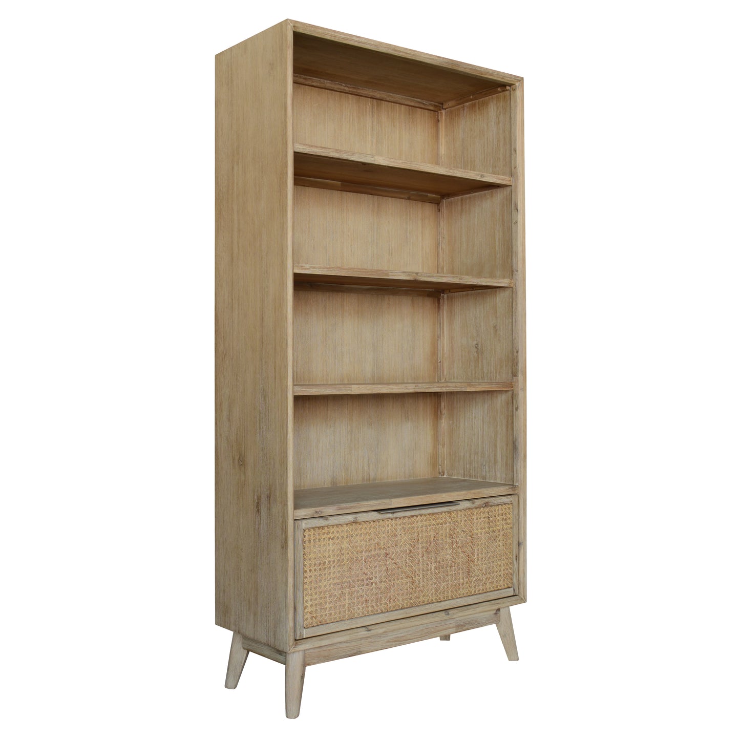 Grevillea Bookshelf Bookcase 4 Tier Drawers Solid Acacia Timber Wood - Brown