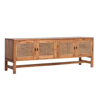 Jasmine ETU Entertainment TV Unit 160cm 4 Door Mindi Wood Rattan - Brown