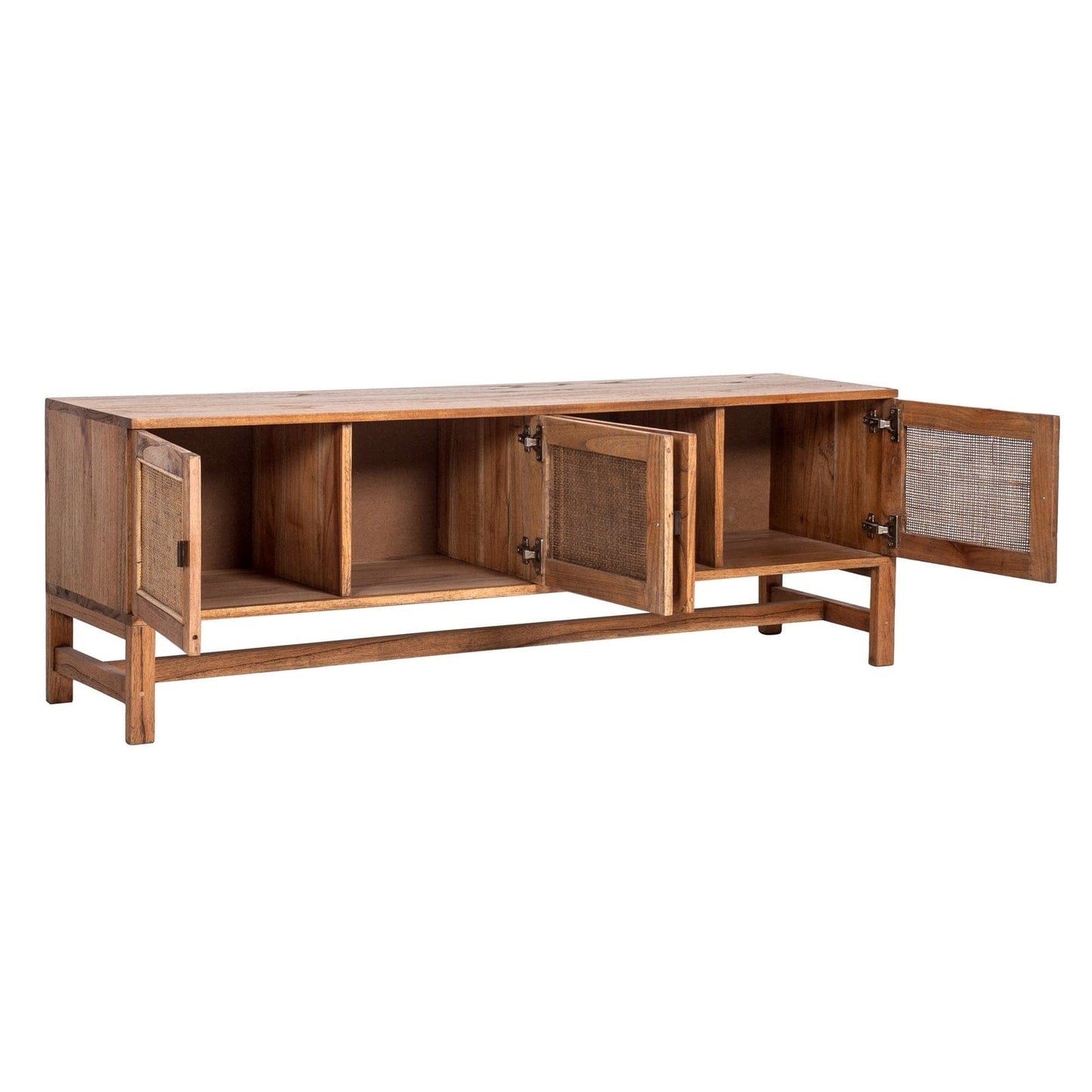 Jasmine ETU Entertainment TV Unit 160cm 4 Door Mindi Wood Rattan - Brown