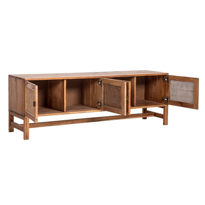 Jasmine ETU Entertainment TV Unit 160cm 4 Door Mindi Wood Rattan - Brown