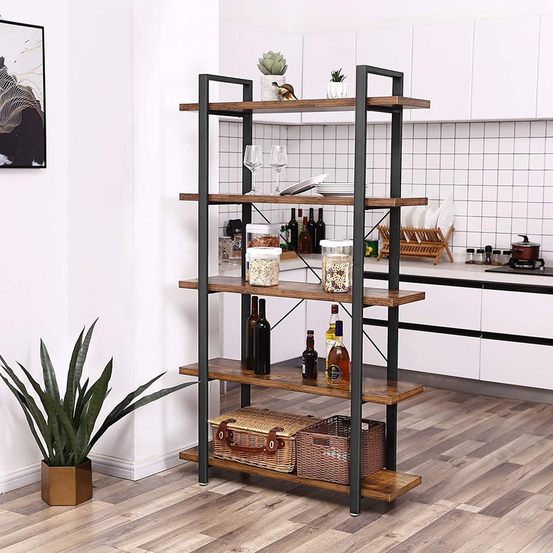 VASAGLE Bookshelf 5-Tier Industrial Stable Bookcase