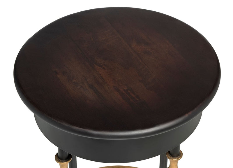 Wooden Round Gold Black Side Table with Finial Legs