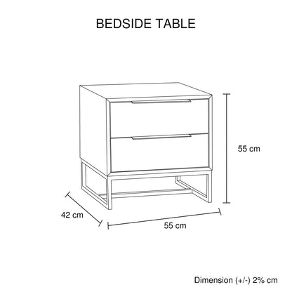 4 Pieces Bedroom Suite made in Solid Wood Acacia Veneered Queen Size Oak Colour Bed, Bedside Table & Dresser