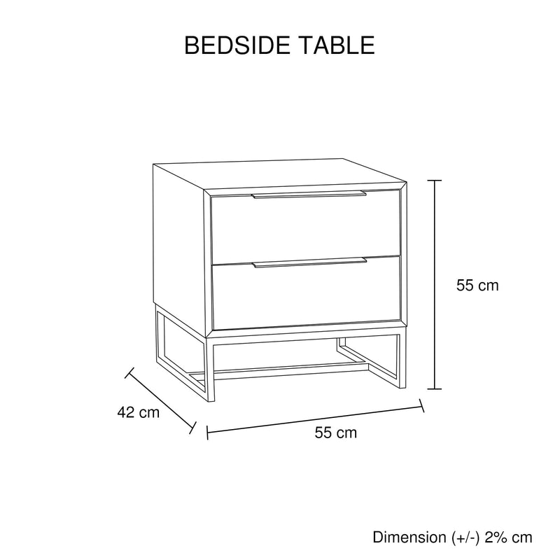 4 Pieces Bedroom Suite made in Solid Wood Acacia Veneered Queen Size Oak Colour Bed, Bedside Table & Dresser