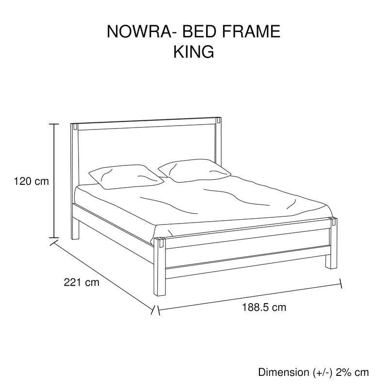 3 Pieces Bedroom Suite in Solid Wood Veneered Acacia Construction Timber Slat King Size Chocolate Colour Bed, Bedside Table