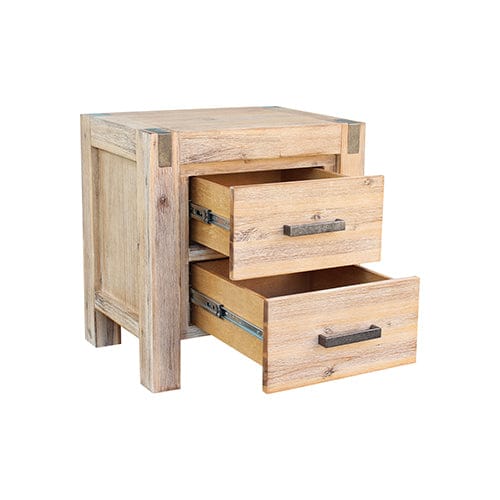 3 Pieces Bedroom Suite in Solid Wood Veneered Acacia Construction Timber Slat Single Size Oak Colour Bed, Bedside Table