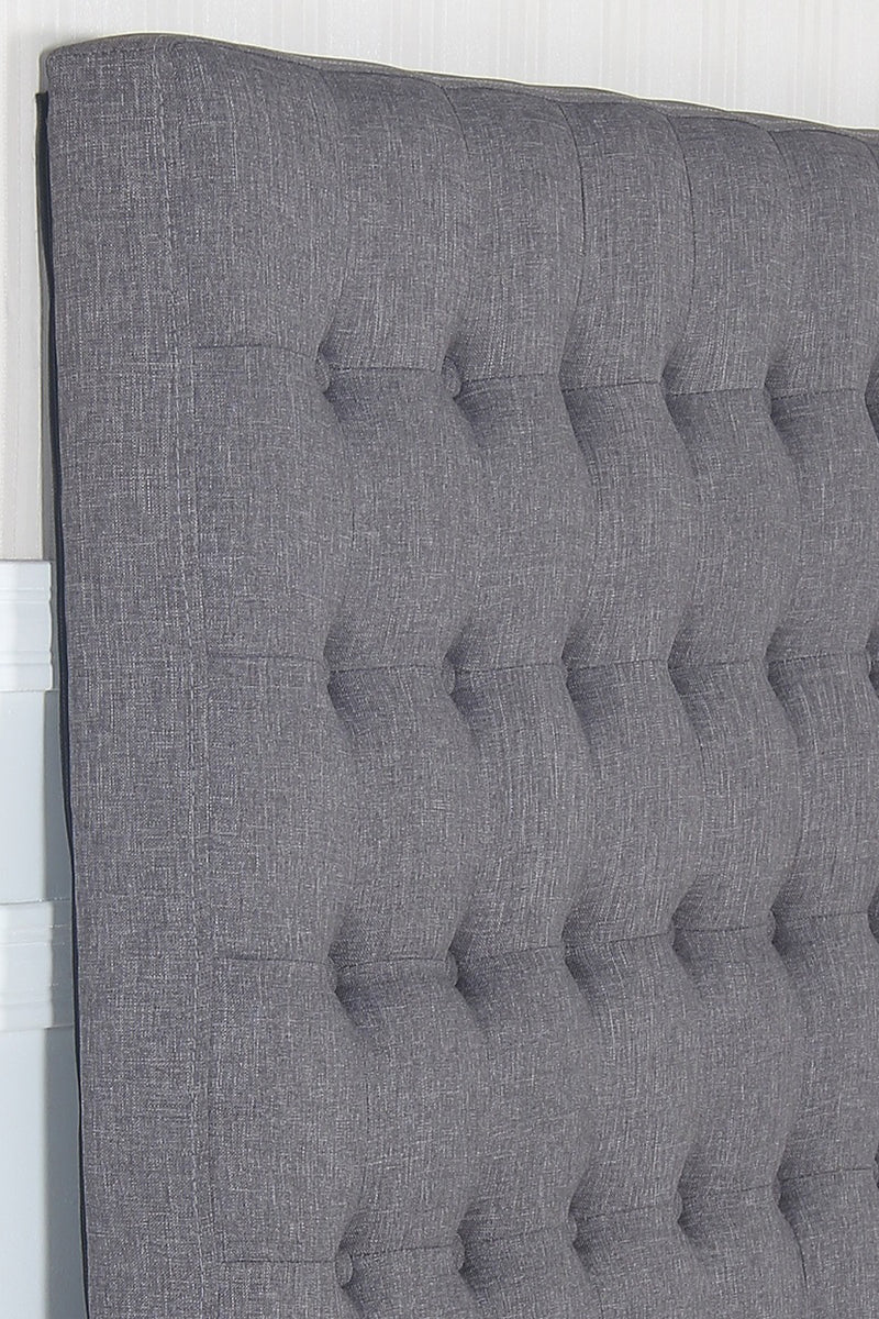 Bed Head Queen Charcoal Headboard Upholstery Fabric Tufted Buttons