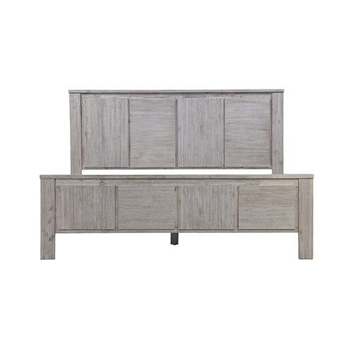 King Size Bed Frame with Solid Acacia Wood Veneered Construction in White Ash Colour