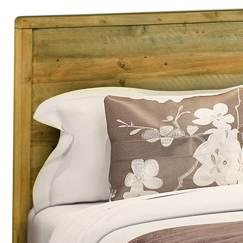 Double Size Wooden Bed Frame in Solid Wood Antique Design Light Brown