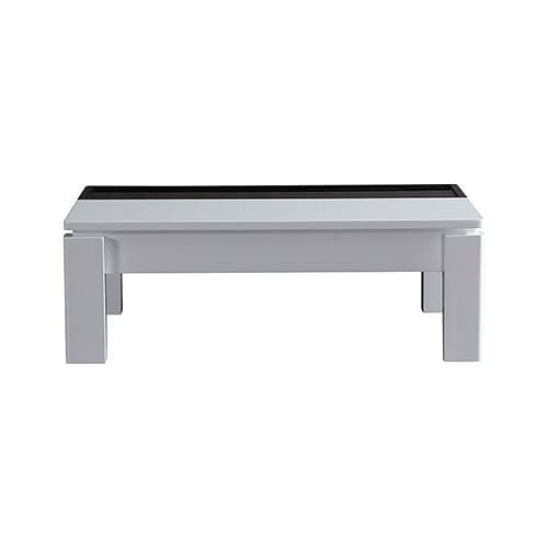 Coffee Table High Gloss Finish Lift Up Top MDF Black & White Colour Interior Storage