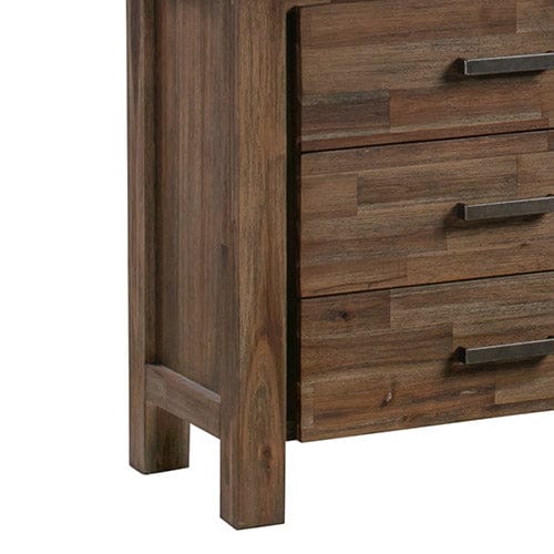 Dresser with 6 Storage Drawers in Solid Acacia & Veneer With Mirror in Chocolate Colour