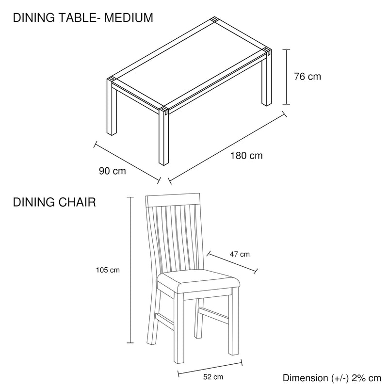 7 Pieces Dining Suite 180cm Medium Size Dining Table & 6X Chairs with Solid Acacia Wooden Base in Oak Colour