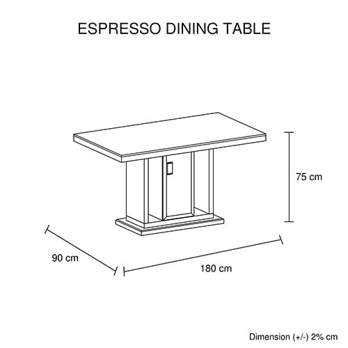 Dining Table in Rectangular Shape High Glossy MDF Wooden Base Combination of Black & White Colour