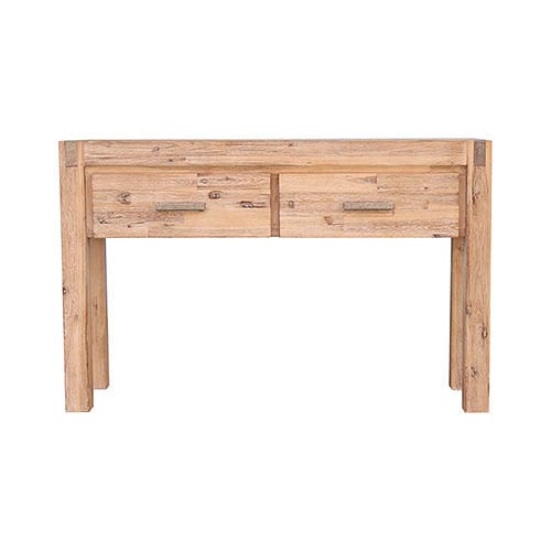 Hall Table 2 Storage Drawers Solid Acacia Wooden Frame Hallway in Oak Color