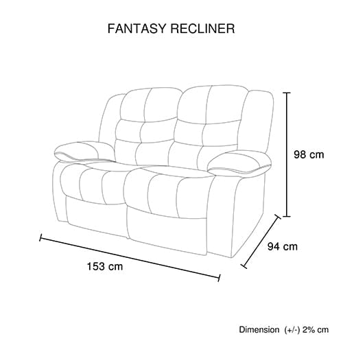 2 Seater Recliner Sofa In Faux Leather Lounge Couch in Black