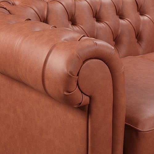 1 Seater 2 Seater 3 Seater Brown Sofa Lounge Set Button Tufted in Faux Leather