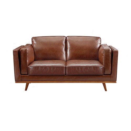 3+2Seater Sofa Brown Leather Lounge Set for Living Room Couch with Wooden Frame