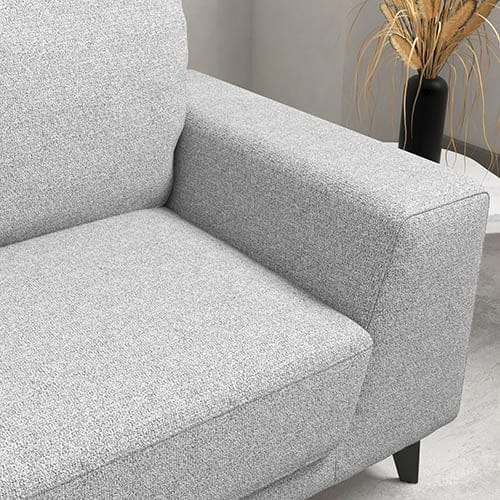 3 Seater Sofa Light Grey Fabric Lounge Set for Living Room Couch with Solid Wooden Frame Black Legs