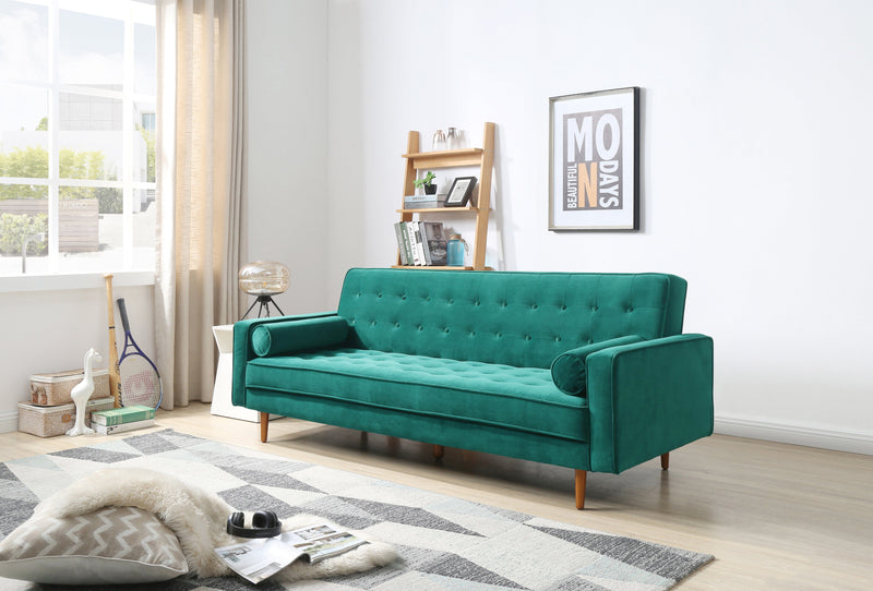 Sofa Bed 3 Seater Button Tufted Lounge Set for Living Room Couch in Velvet Green Colour