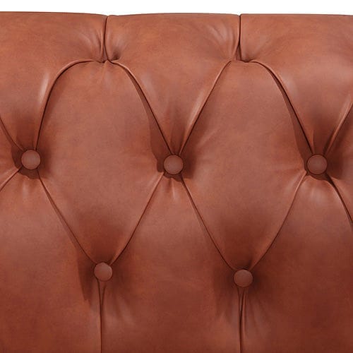 2 Seater Brown Sofa Lounge Chesterfireld Style Button Tufted in Faux Leather