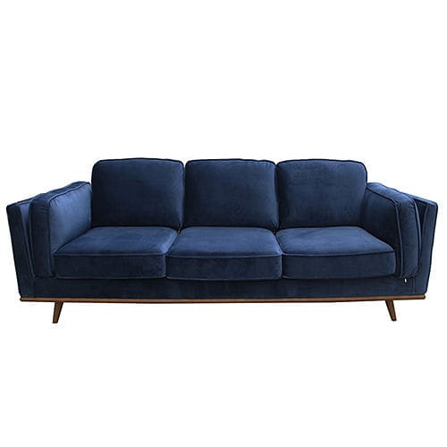 3 Seater Sofa Soft Blue in Soft Blue Velvet Fabric Lounge Set for Living Room Couch with Wooden Frame