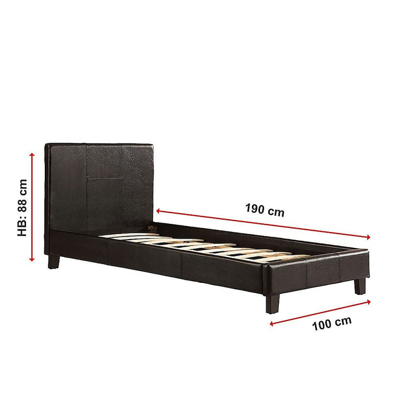 Single PU Leather Bed Frame Black