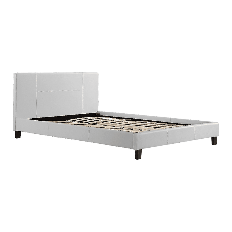 Double PU Leather Bed Frame White